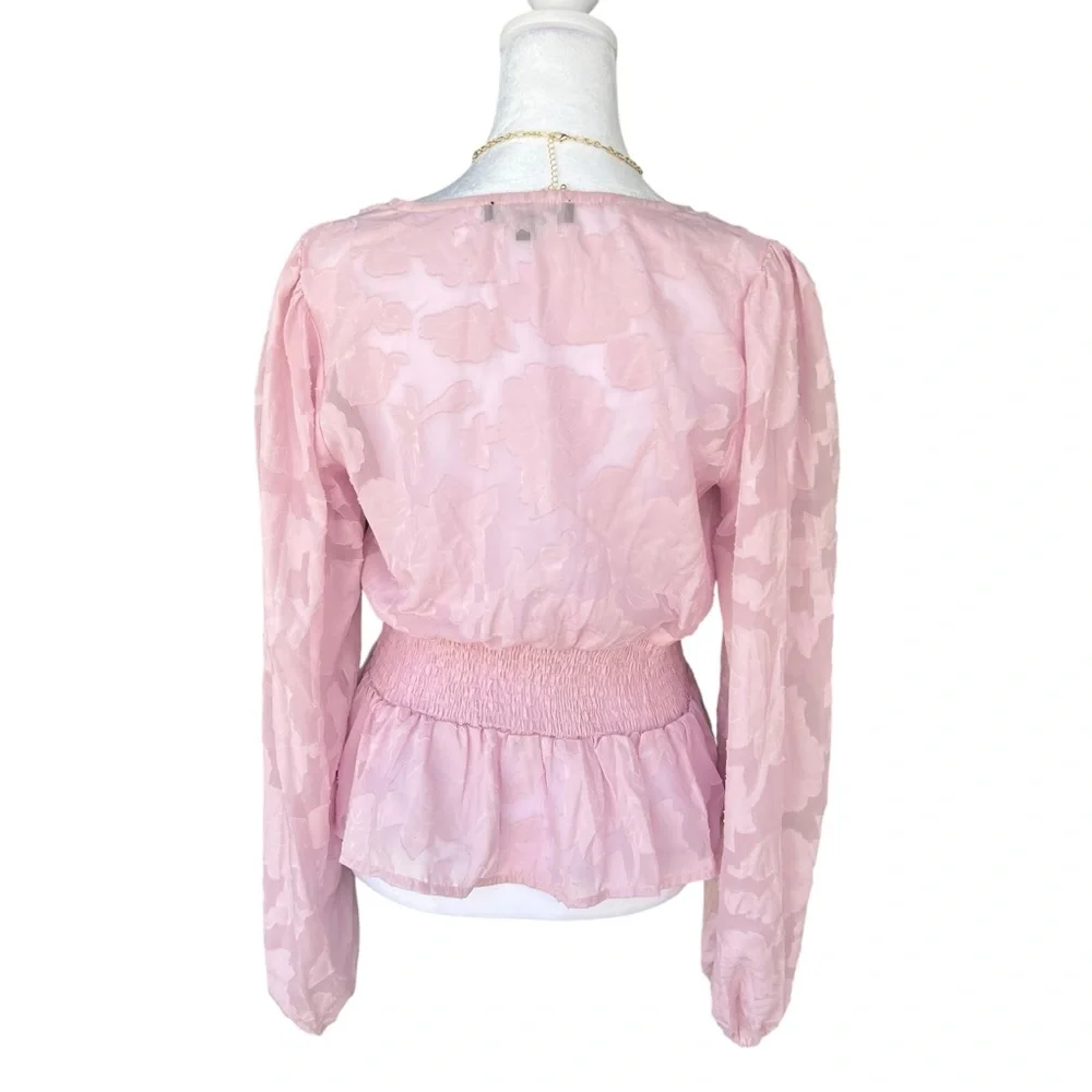 Lulu's Patio Date Floral Jacquard Button-Up Long Sleeve Top - Picture 8 of 11